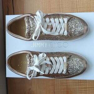 EUC Sz 37 Jimmy Choo Miami 👟👟 in 🩰 pink metallic leather glitter